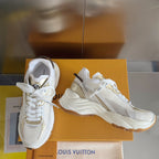 LV Run 55 Sneaker 55mm White Mix Gold Polyester Mesh Fabric