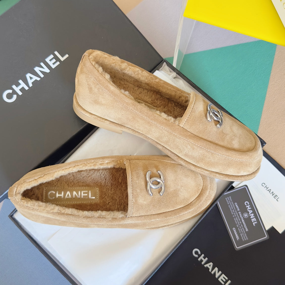 CC Moccasins 15mm Beige Suede