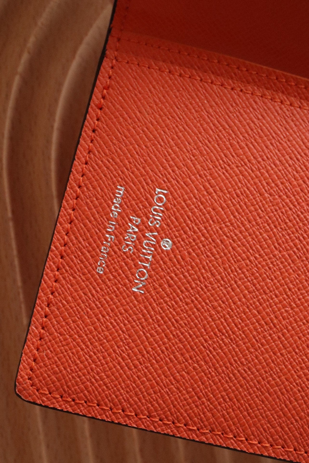 LV BRAZZA Wallet Orange Taiga Leather & Monogram Eclipse Canvas 180048