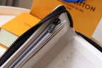 LV Zipper Wallet White Black Monogram Cowhide 248061