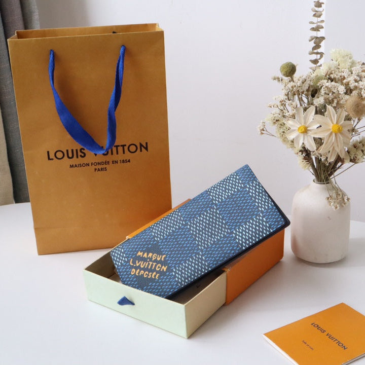 LV Pocket Organizer Vertical Blue Damier Heritage Canvas 217109