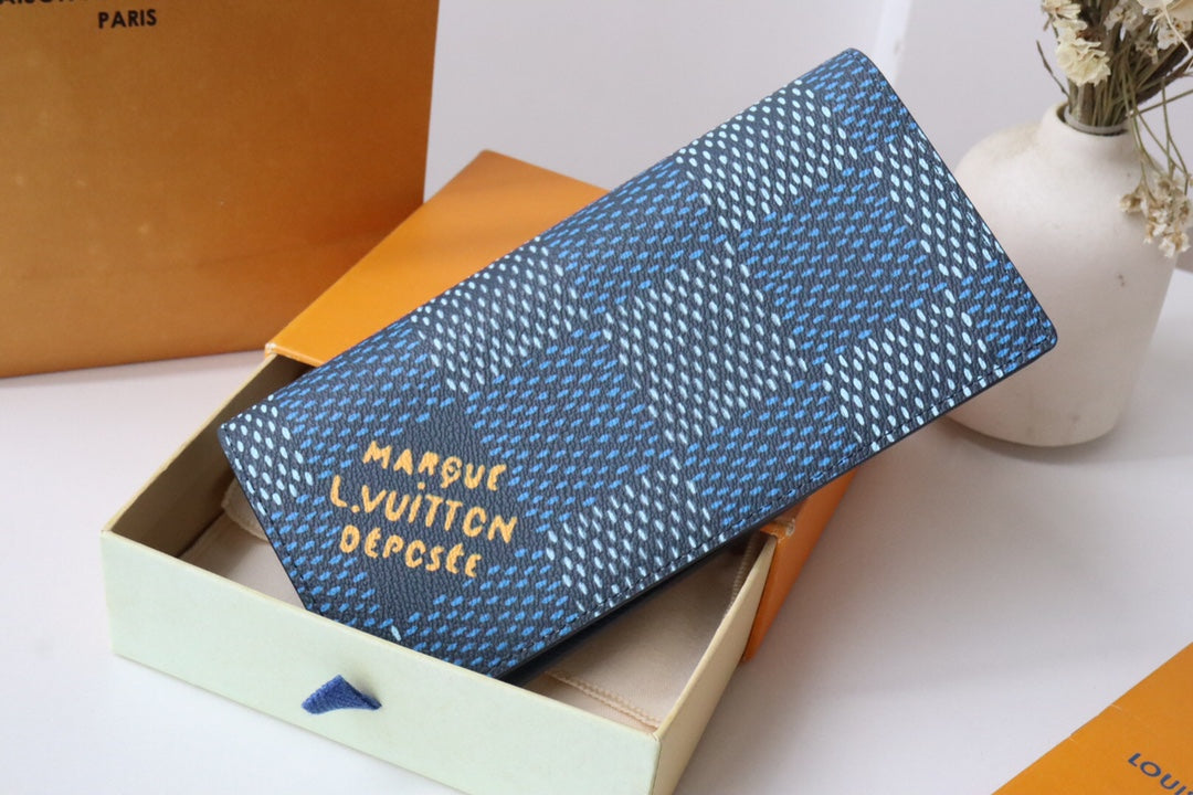 LV Pocket Organizer Vertical Blue Damier Heritage Canvas 217109