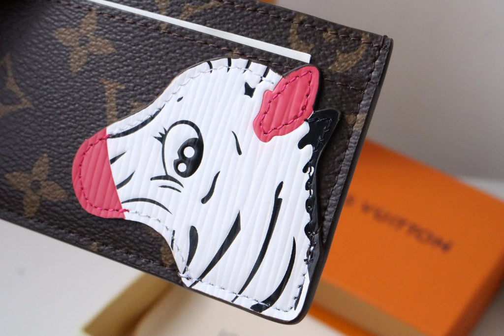 LV x SY Horse Card Holder Brown Green Monogram Canvas 204656