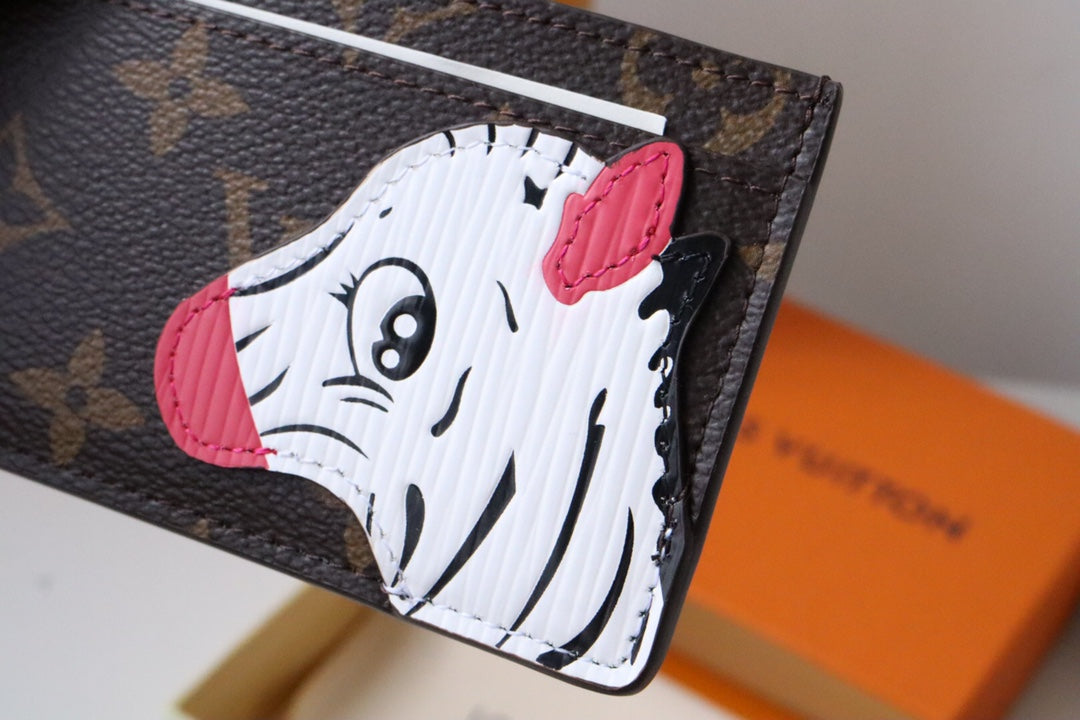LV x SY Horse Card Holder Brown Green Monogram Canvas 204656