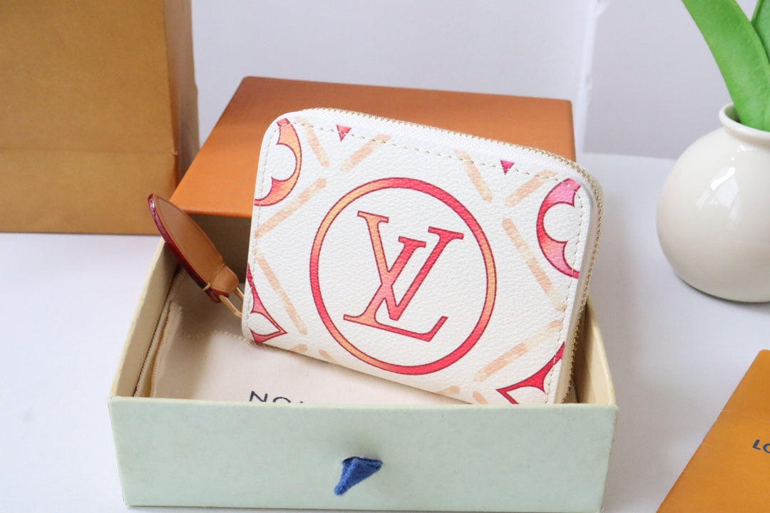 LV By the Pool Zippy Coin Purse Pink Monogarm Tiles Print Canvas 204710