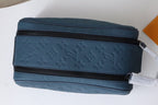 LV Dopp Kit Toiletry Bag Blue-Gray Taurillon Monogram Leather 217069