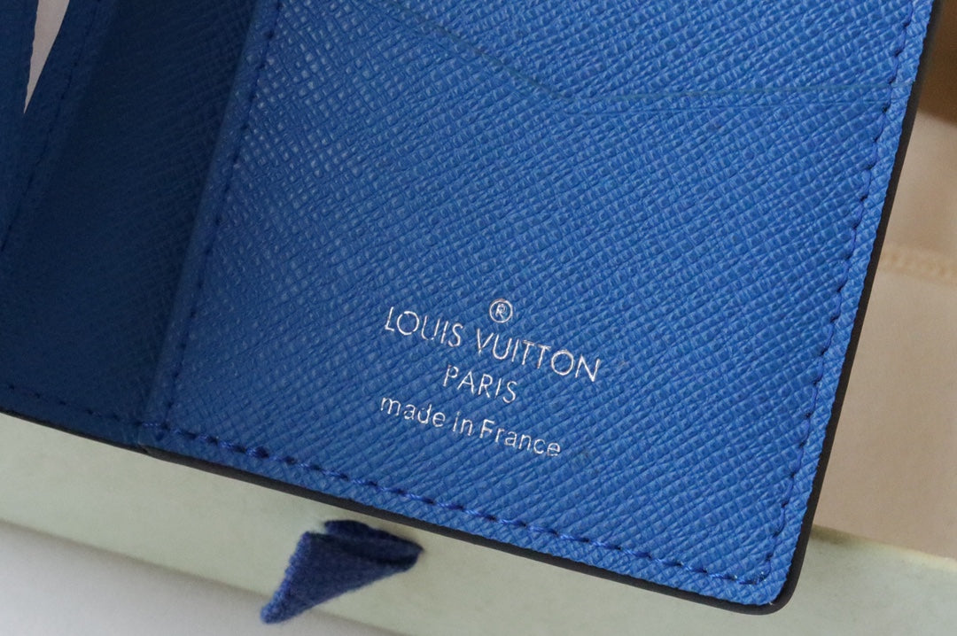 LV M11581 Pocket Organizer Gray Blue Cowhile 224134