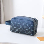 LV Locker Dopp Kit Khaki Blue Monogram Canvas 224139