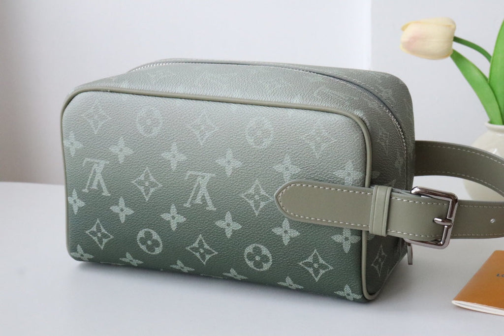 LV Locker Dopp Kit Khaki Green Monogram Canvas 224140