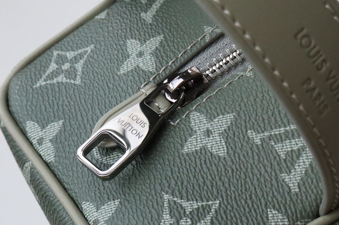 LV Locker Dopp Kit Khaki Green Monogram Canvas 224140