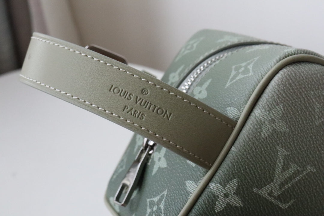 LV Locker Dopp Kit Khaki Green Monogram Canvas 224140