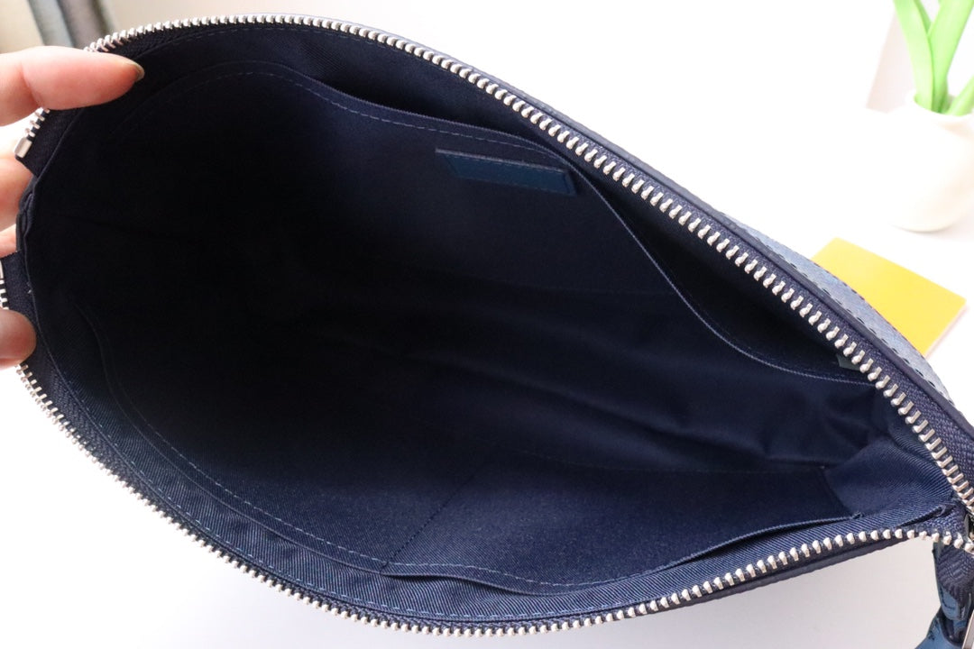 LV Pochette Voyage Souple Khaki Blue Monogram Canvas 224142