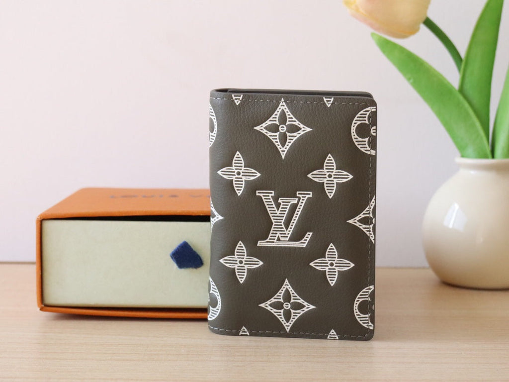 LV Pocket Organizer Wallet Anthracite Grey Monogram Cowhide 224281