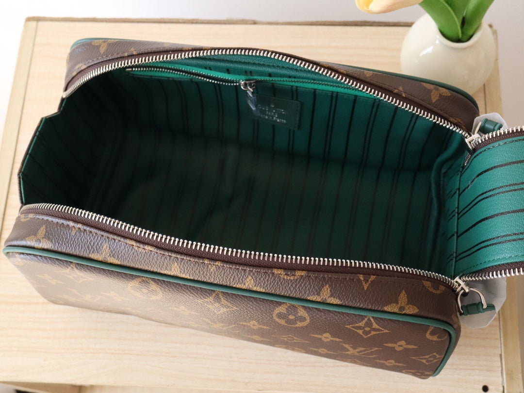 LV Dopp Kit Borneo Green Monogram Macassar Canvas 224218