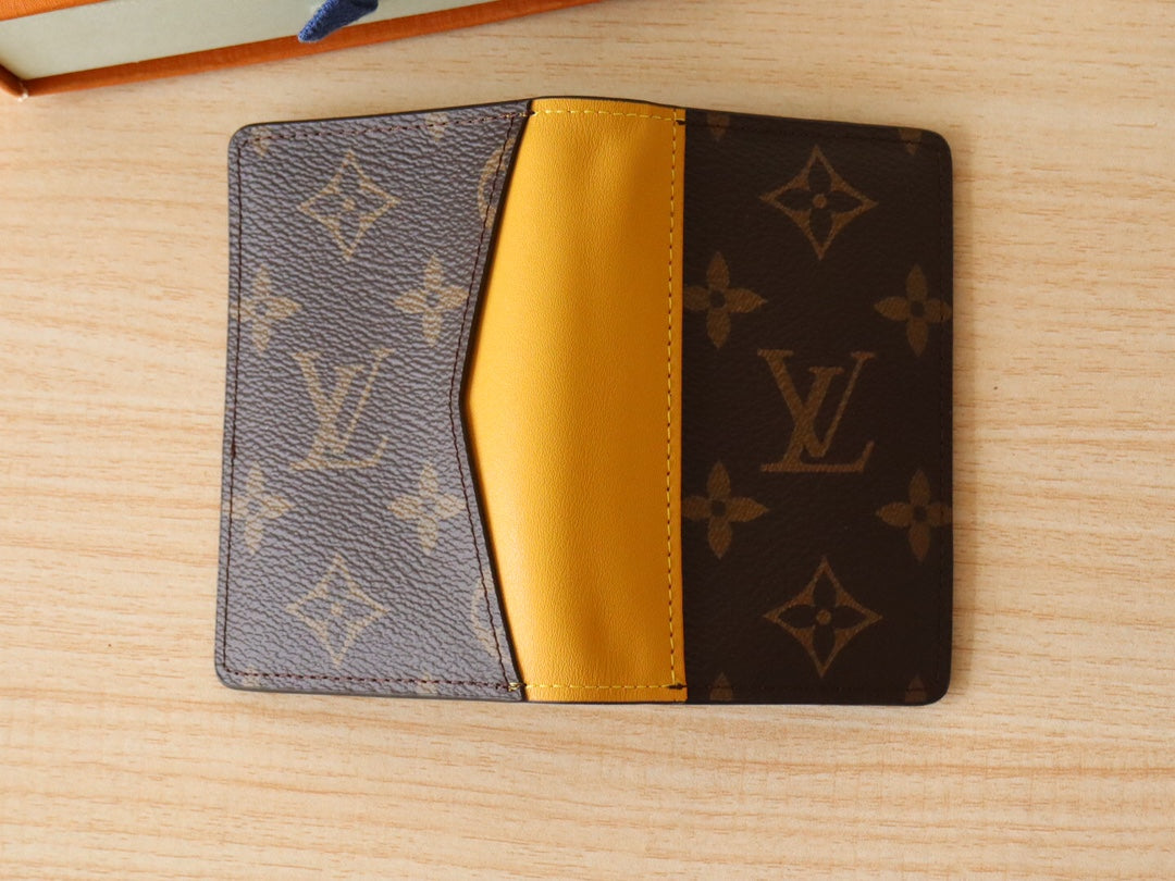 LV Pocket Card Holder Wallet Yellow Monogram Canvas & Cowhide 224113