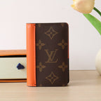 LV Pocket Card Holder Wallet Orange Monogram Canvas & Cowhide 224115