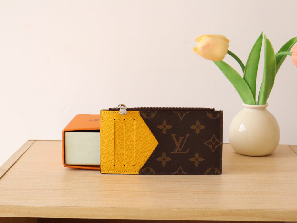 LV Zipper Card Holder Yellow Monogram Canvas & Calfskin 224123