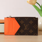 LV Zipper Card Holder Orange Monogram Canvas & Calfskin 224125