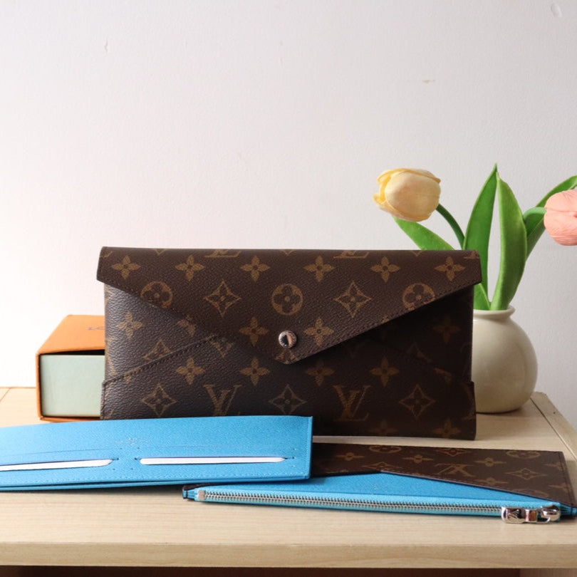 LV M12359 Kirigami Organizer Wallet Gaston Blue Cowhide 247859