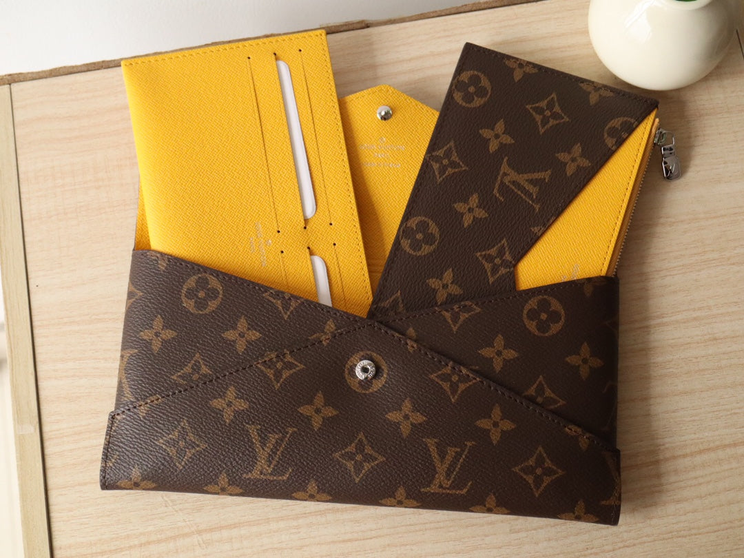 LV M12359 Kirigami Organizer Wallet Safran Yellow Cowhide 247861