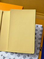 LV M14770 Passport Cover Gray Yellow Monogram Glow Canvas & Cowhide