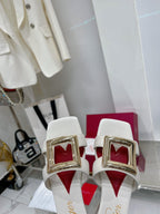 Viv Simple Slides White Cowhide 295937