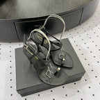 SL LINDEN HEELED SANDALS BLACK CALFSKIN