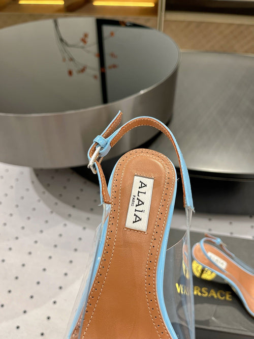 Alaila Le Cœur Slingbacks 60mm In Could Blue Glossy Lambskin  954835