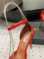 Alaila High Fishnet Pumps 90mm In Red Mesh Fabric  954854