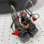 Alaila High Sandal 115mm In Black Mesh Fabric 954864
