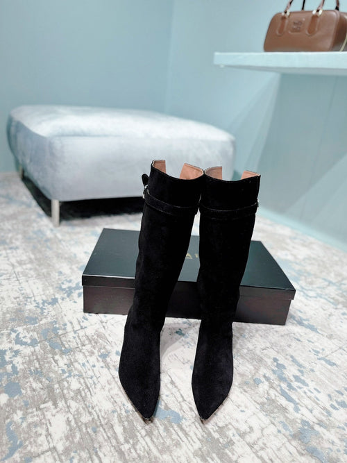 Alaila High Boots 45mm In Black Suede  887964