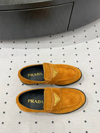 TRIANGLE LOGO LOAFER IN PERU BROWN SUEDE