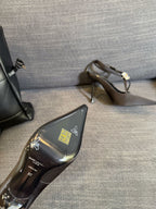 HIGH SANDAL ATTACHED GEM IN BLACK SILK