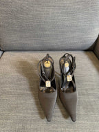 HIGH SANDAL ATTACHED GEM IN BLACK SILK