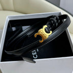CEL Gold Buckle 13mm Belt Black Cowhide 179725