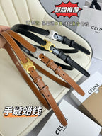 SMALL TRIOMPHE BELT 18 MM BRONZE BROWN LEATHER SILVER HARDWARE