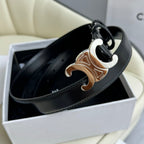 CEL Silver Buckle 18mm Belt Black Cowhide 179732