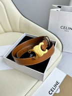 MEDIUM TRIOMPHE BELT 25MM BRONZE BROWN LEATHER GOLD HARDWARE