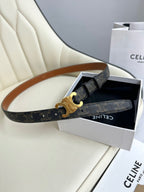 CEL Gold 25mm Triomphe Belt Blue Canvas 180417