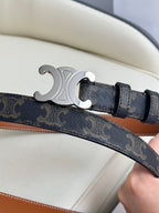 CEL Silver 25mm Triomphe Belt Blue Canvas 180416