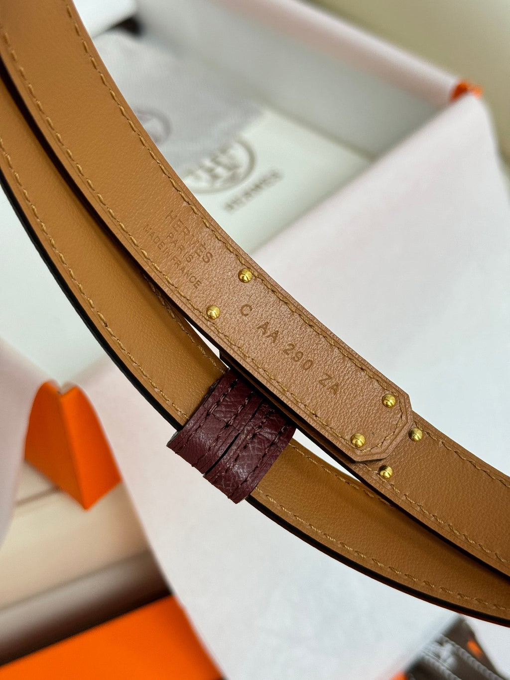 HM Kelly Belt 18mm Burgundy Epsom Leather