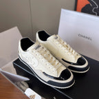 CC 25K Double Logo Sneakers Black White Leather Suede 623168