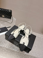 slingbacks 45 white black lambskin grosgrain