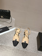 slingbacks 45 beige black lambskin grosgrain