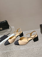 slingbacks 45 beige black lambskin grosgrain
