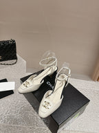 slingbacks 60 white black lambskin cc logo