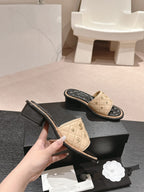 mule sandal 40 beige black quilted calfskin