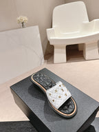 mule sandal 40 white black quilted calfskin