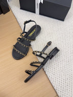 CC 25S Sandal Three Leather Strap Black Calfskin
