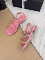 CC 25S Sandal Three Leather Strap Pink Calfskin